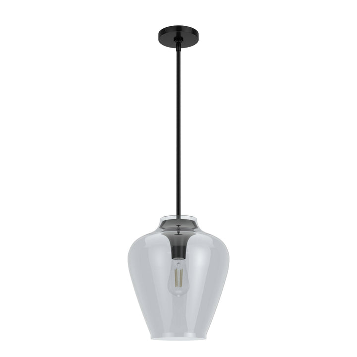 Vidria Matte Black with Smoked Glass 1 Light Pendant