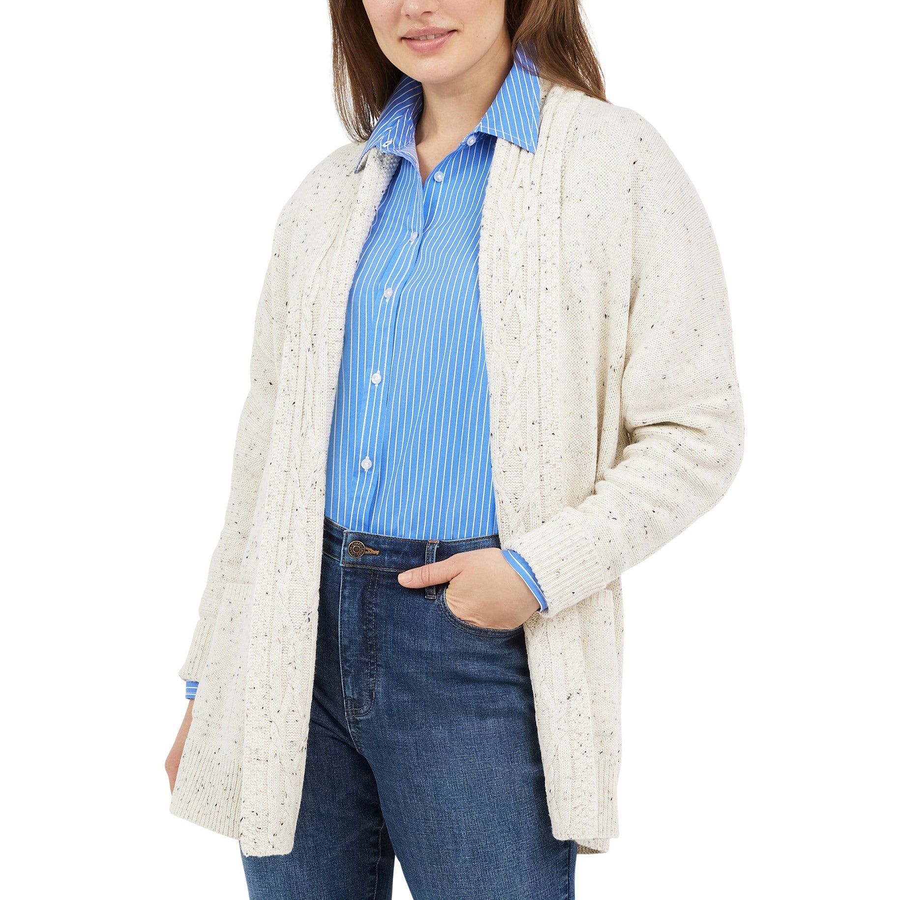 Ladies' Cable Neck Cardigan