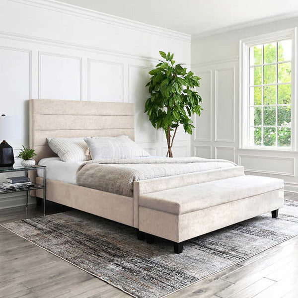 Athena Upholstered Queen Bed and Ottoman