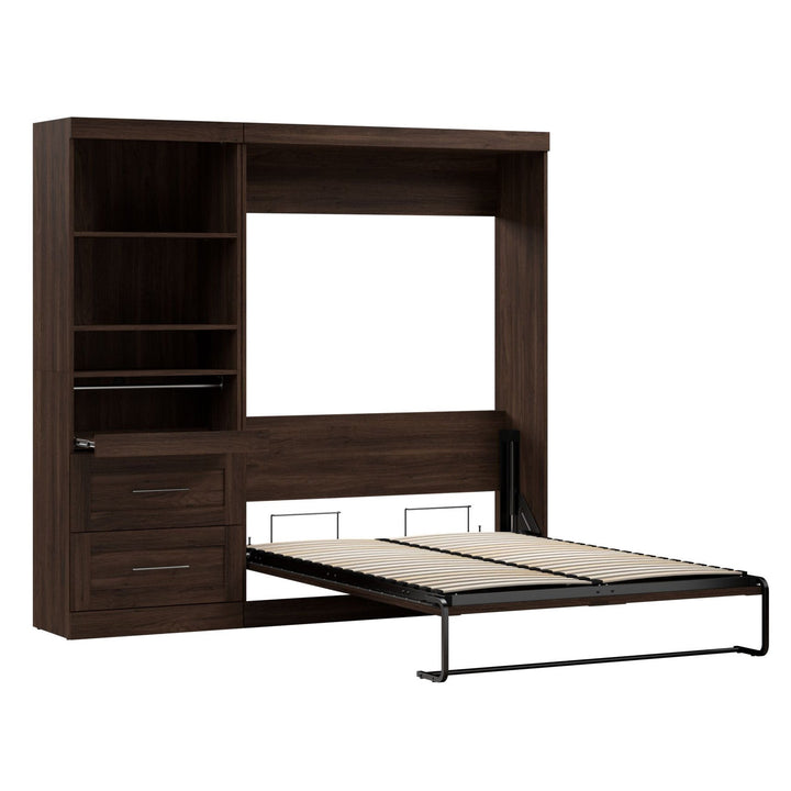 Boutique Full Murphy Bed and Shelving Unit with Drawers and Pull-Out Shelf