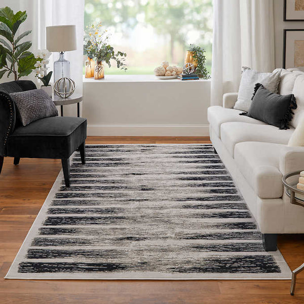 Feizy Jewel Area Rug Collection, Charcoal/Gray Grid