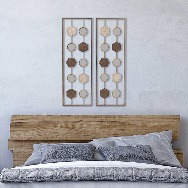 Elements Set of 2 Metal Geometric Wall Décor Panels