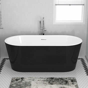 Chand Freestanding Soaker Bathtub with Faucet and Center Drain by Access Tubs