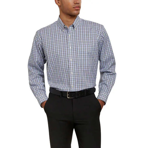 Kirkland Signature Men’s Traditional Fit Dress Shirt, Black Blue White Check