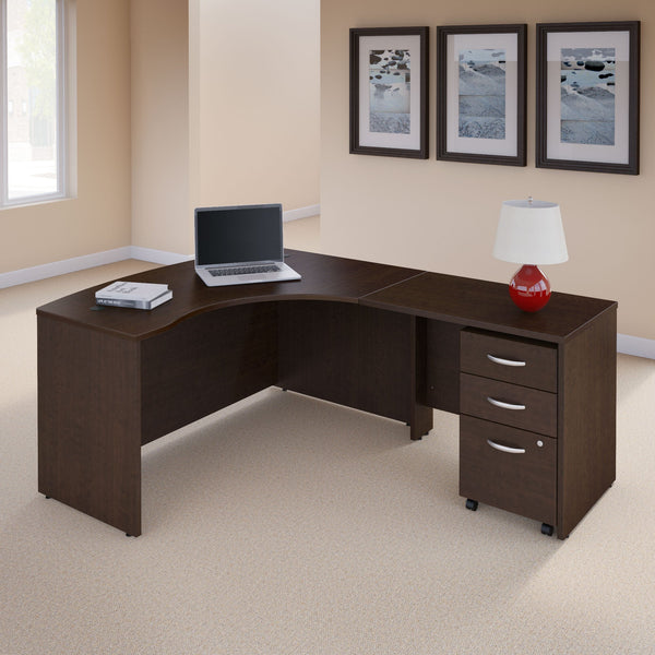 Bush Series Right Hand C Manager's Desk in Mocha Cherry Finish