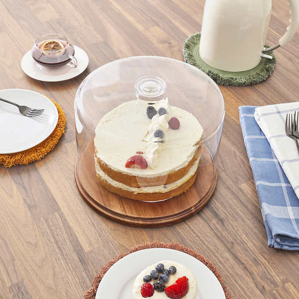 iDESIGN Wood Cake Plate with Dome Lid