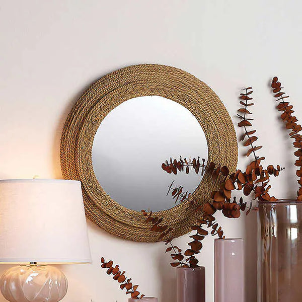 Wila Round Seagrass Wall Mirror