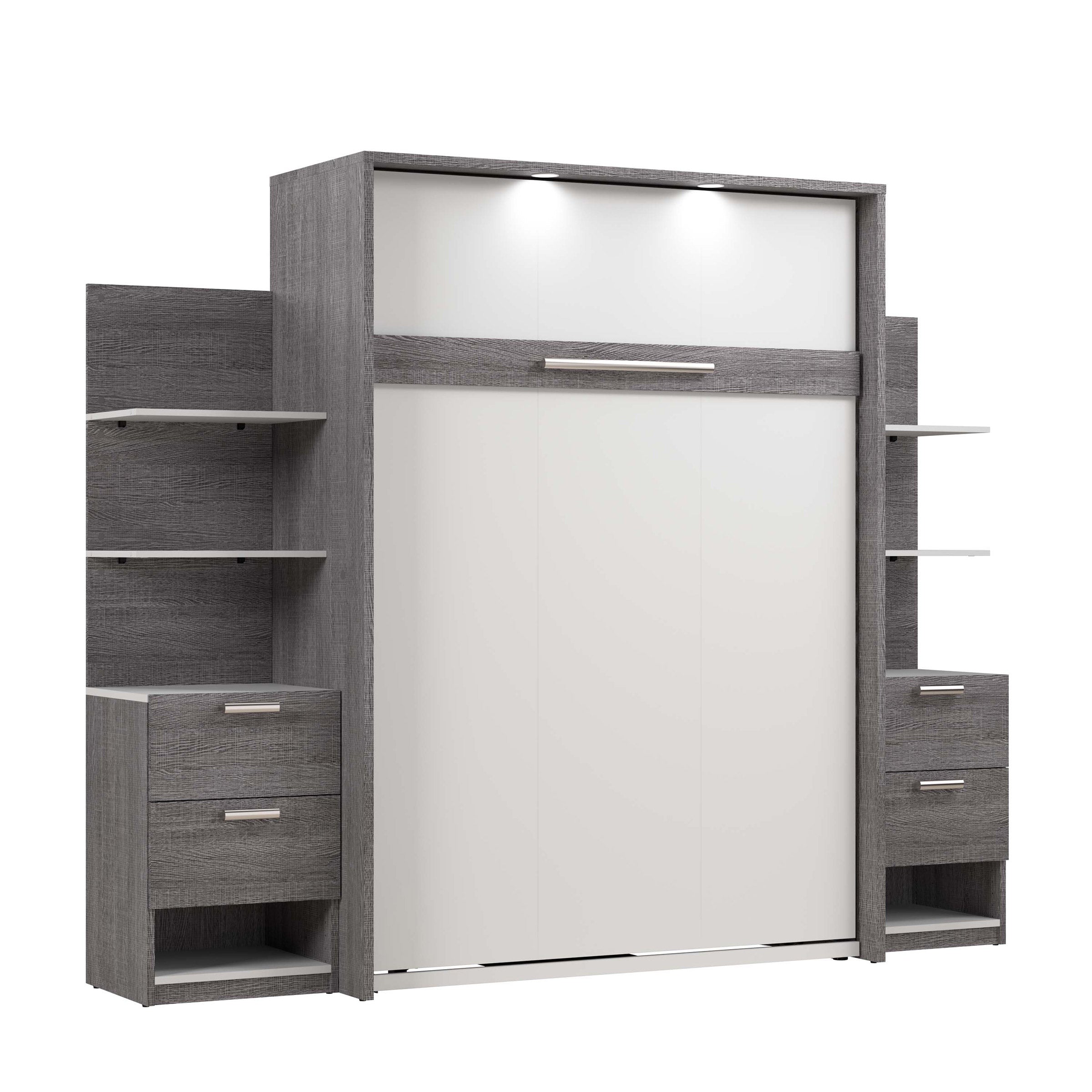 Cielo Full Murphy Bed with Nightstands and Floating Shelves