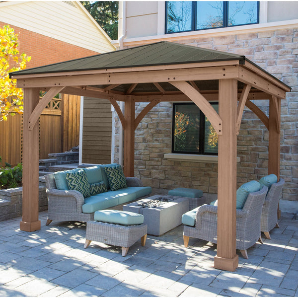 Yardistry 12' x 12' Cedar Gazebo with Aluminum Roof