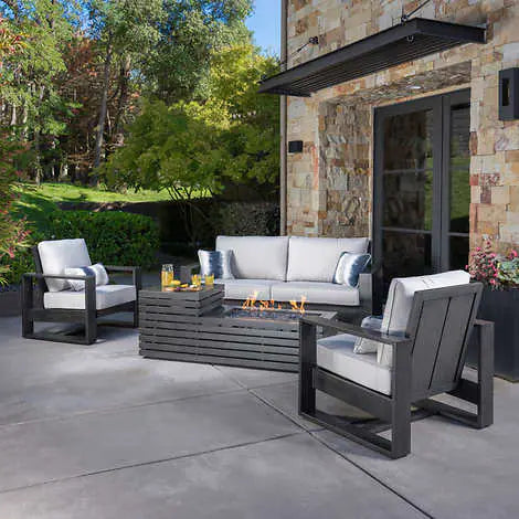 SunVilla Clifton 4-piece Fire Outdoor Seating Set, Gray