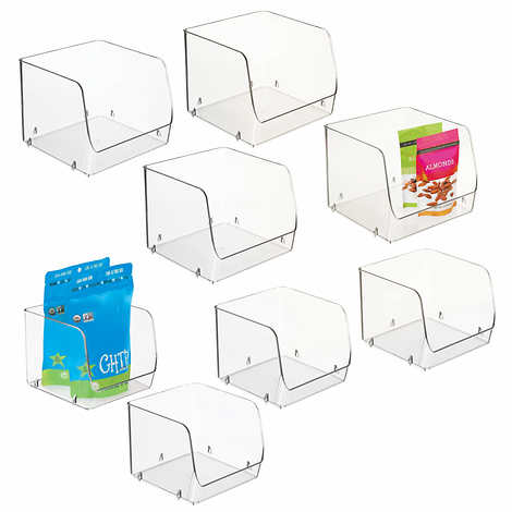 iDESIGN Stacking Open Front Pantry Bins, 8-piece Set