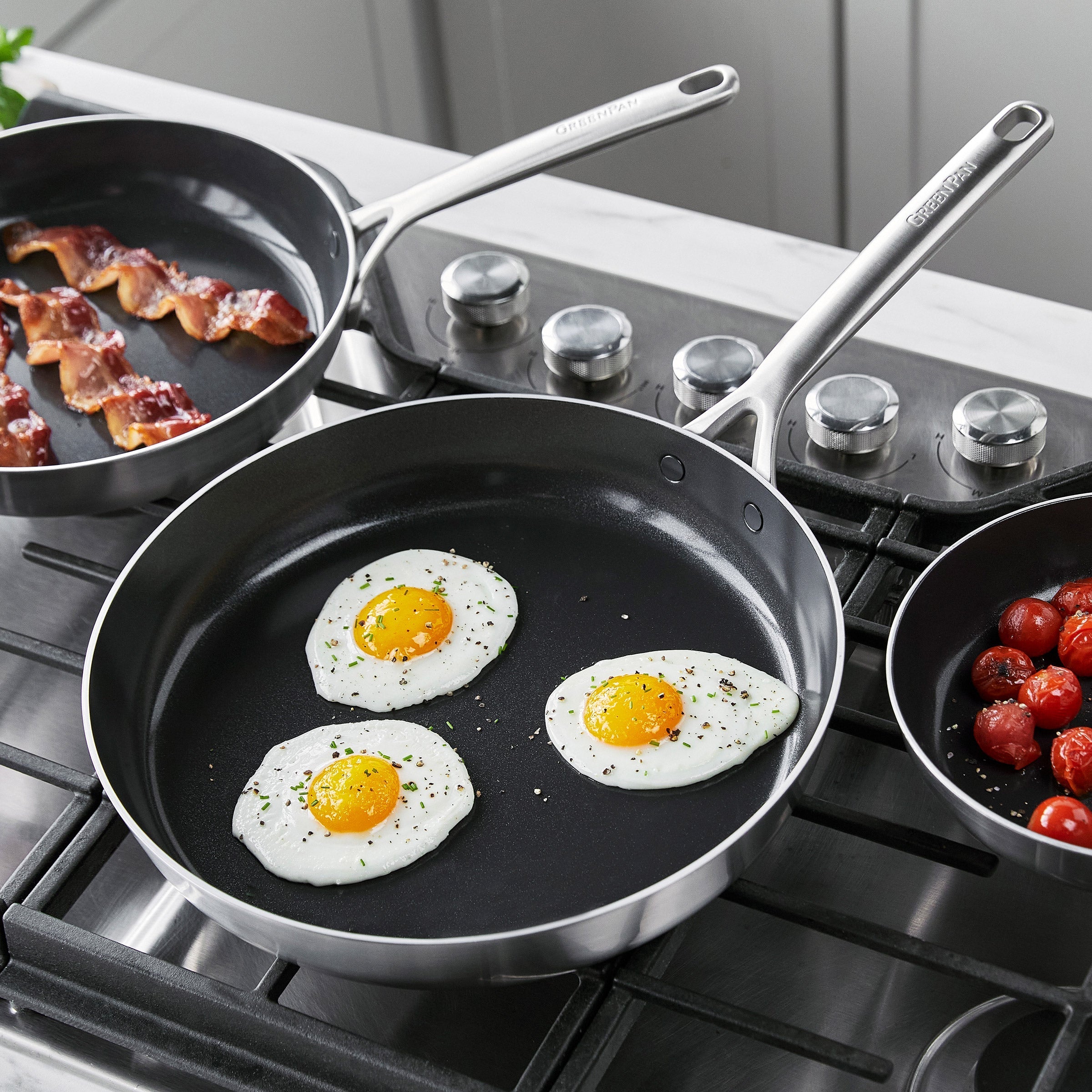 GP5 Vista 5-Ply Stainless Steel Ceramic Non Stick 3-Piece Fry Pan Set