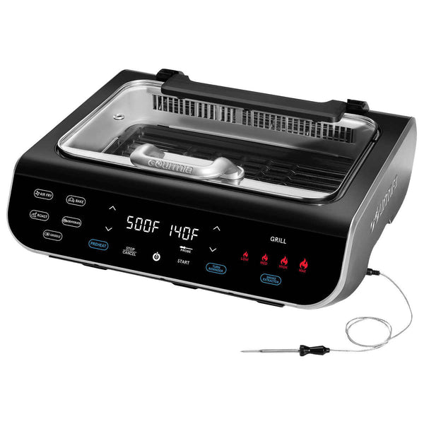 Gourmia FoodStation Smokeless Grill, Griddle, & Air Fryer with Integrated Temperature Probe