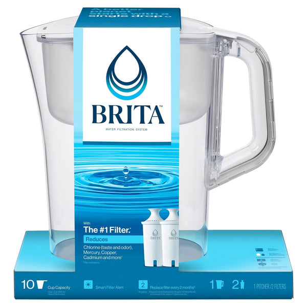 Brita Champlain Water Filter Pitcher, 10 Cup with 2 Filters