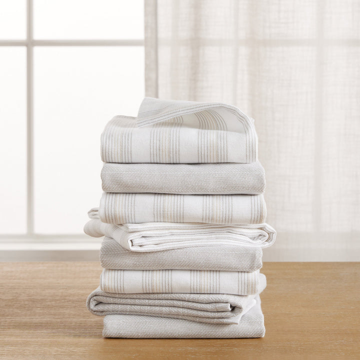 Chambray Stripe Kitchen Towels, 8-Piece Set