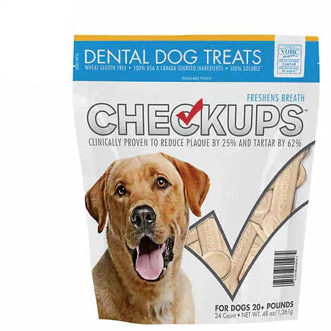 CheckUps Dental Dog Treats 24 Count, 2-pack