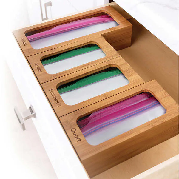 Seville Bamboo Food Bag Organizer 4-piece Set