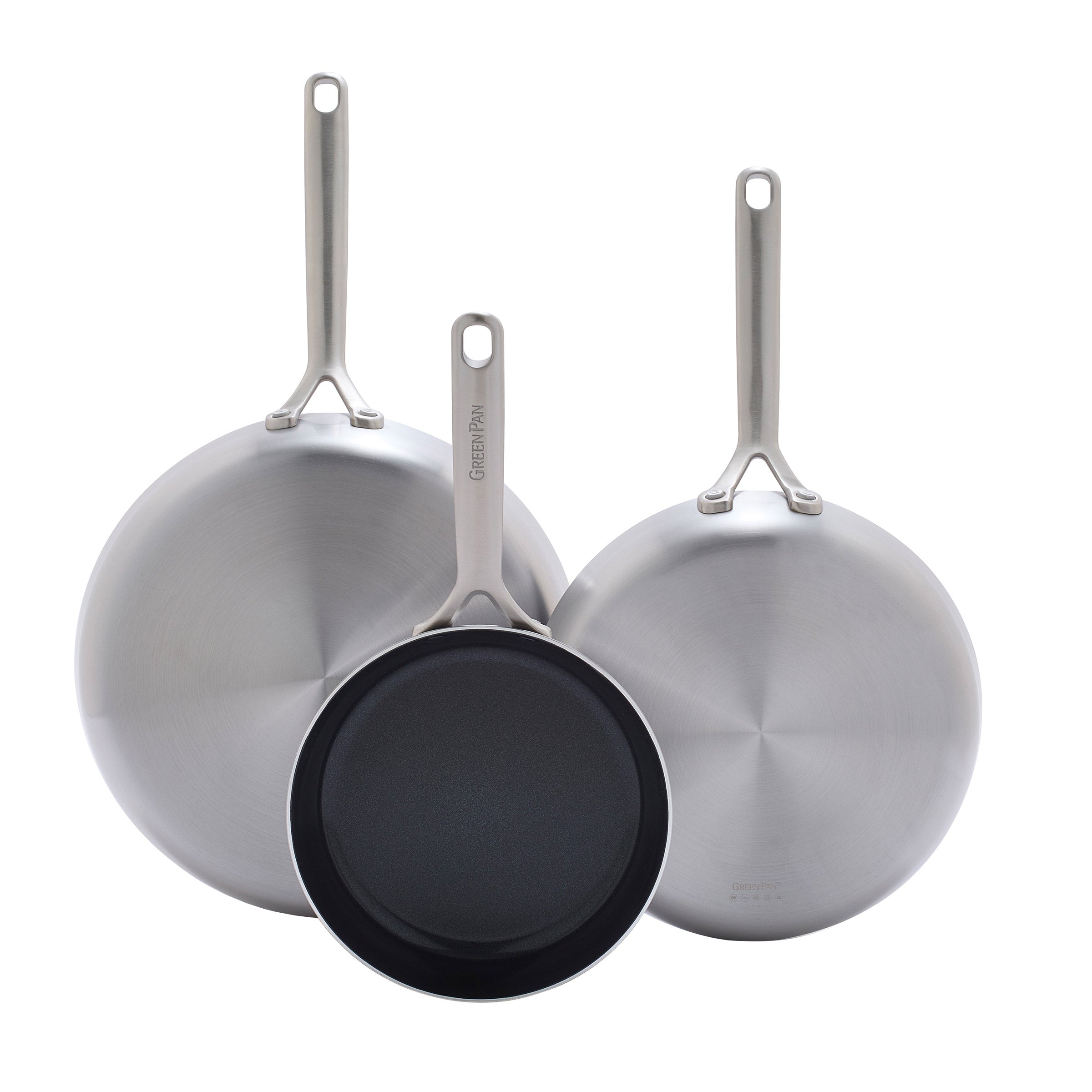 GP5 Vista 5-Ply Stainless Steel Ceramic Non Stick 3-Piece Fry Pan Set