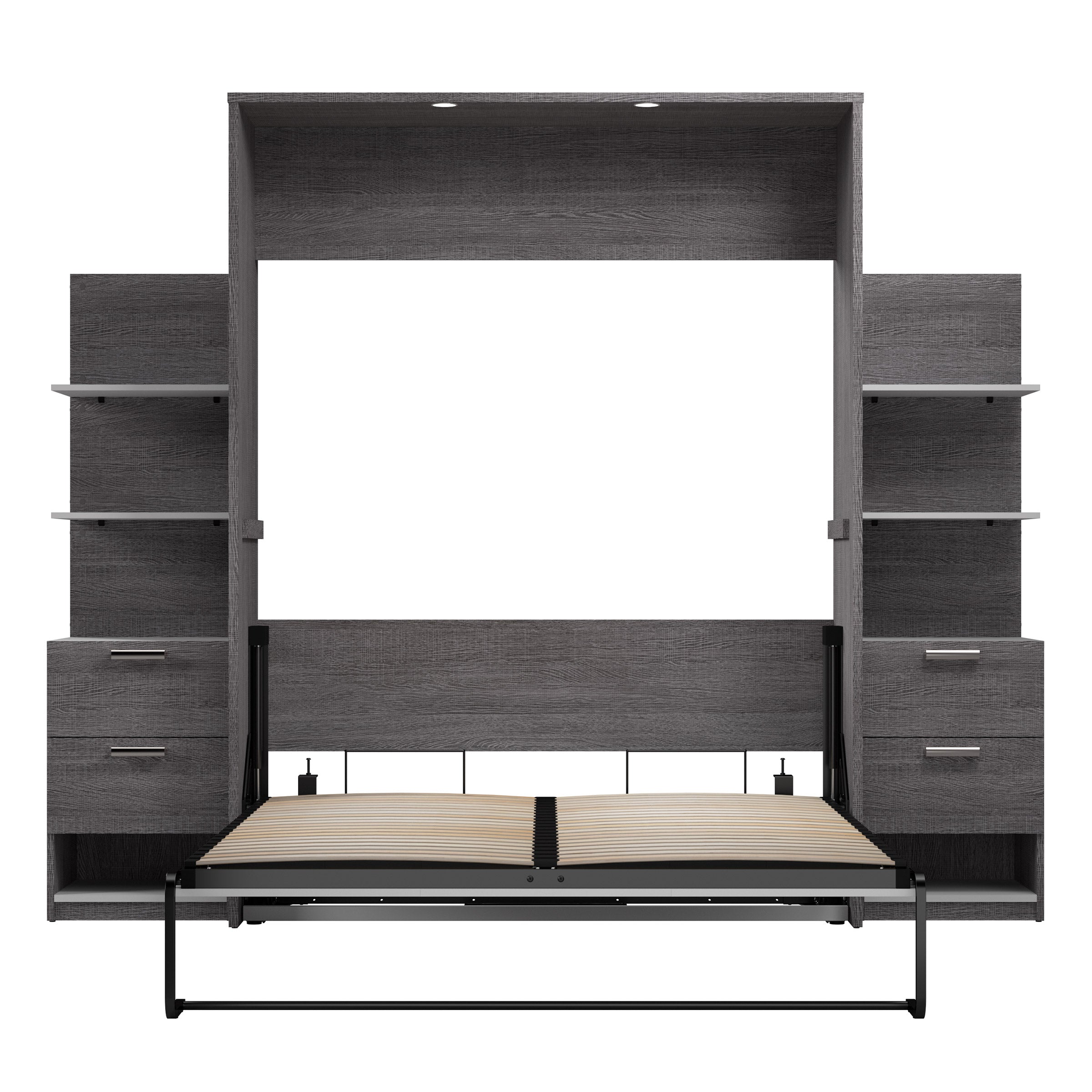 Cielo Queen Murphy Bed with Nightstands and Shelves