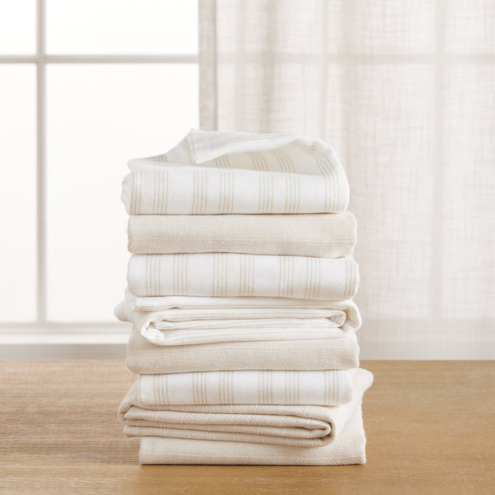 Chambray Stripe Kitchen Towels, 8-Piece Set