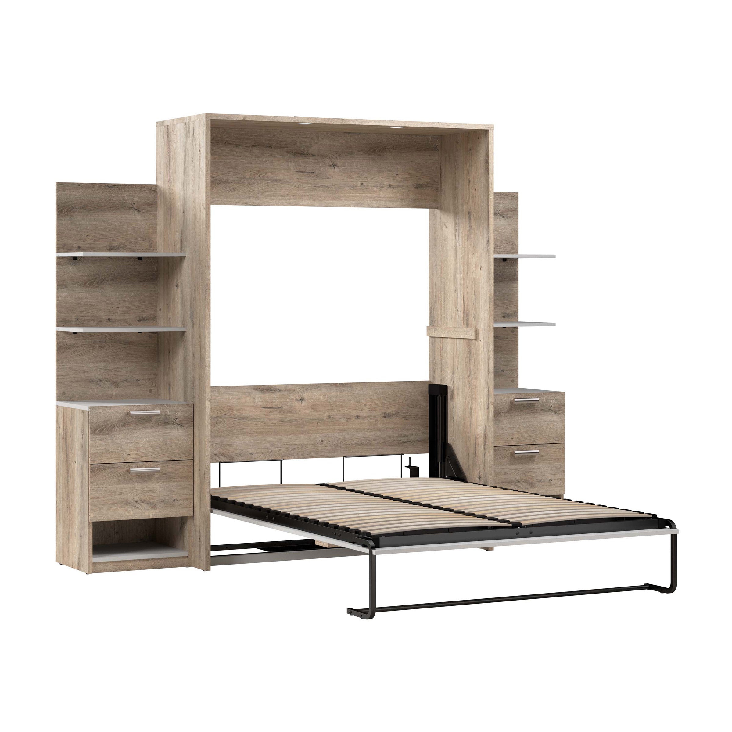 Cielo Full Murphy Bed with Nightstands and Floating Shelves