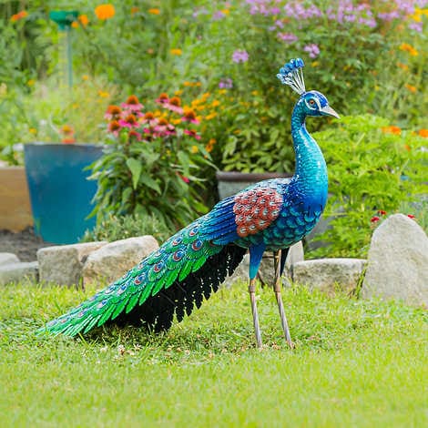 39" Metal Peacock