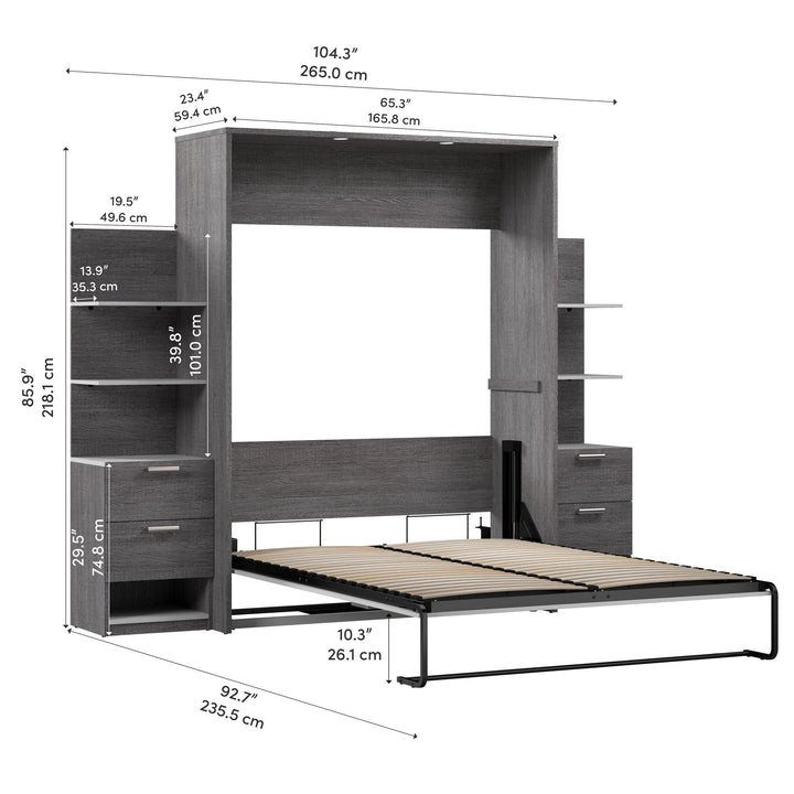 Cielo Queen Murphy Bed with Nightstands and Shelves