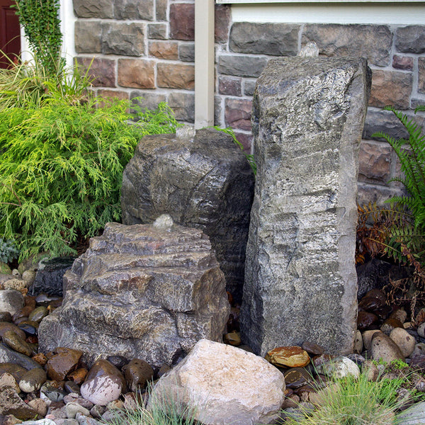 Triple Handcrafted Boulder Fountains Image