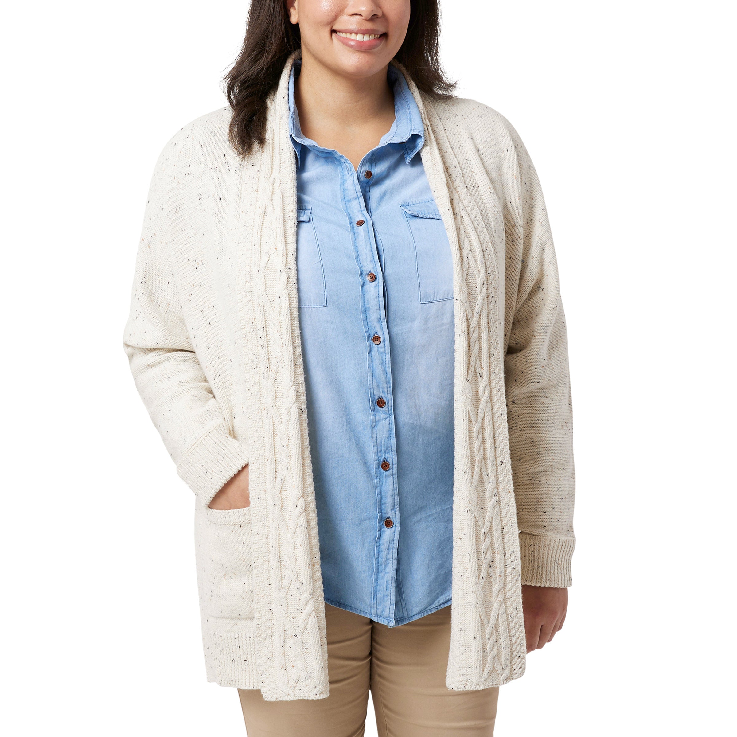 Ladies' Cable Neck Cardigan