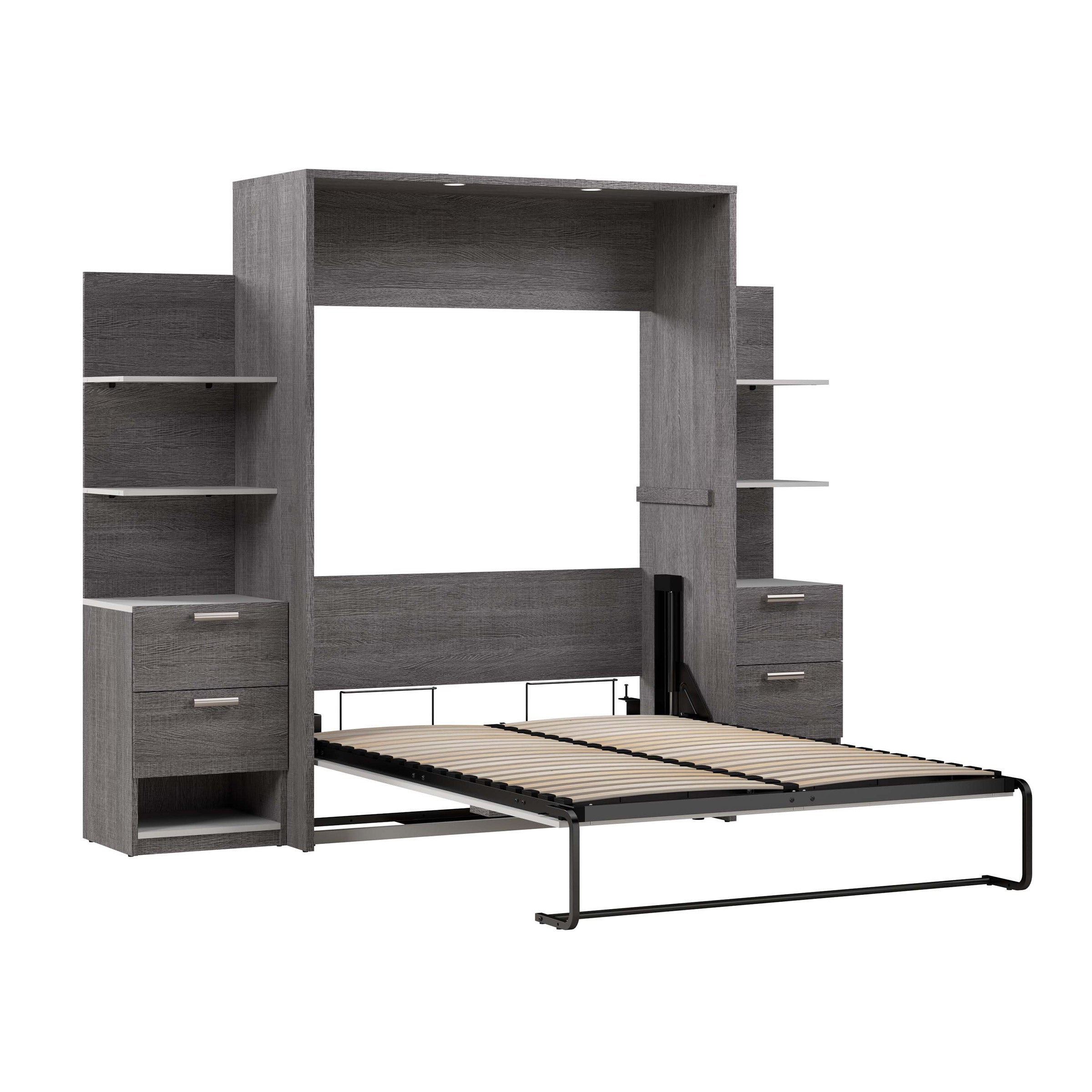 Cielo Full Murphy Bed with Nightstands and Floating Shelves