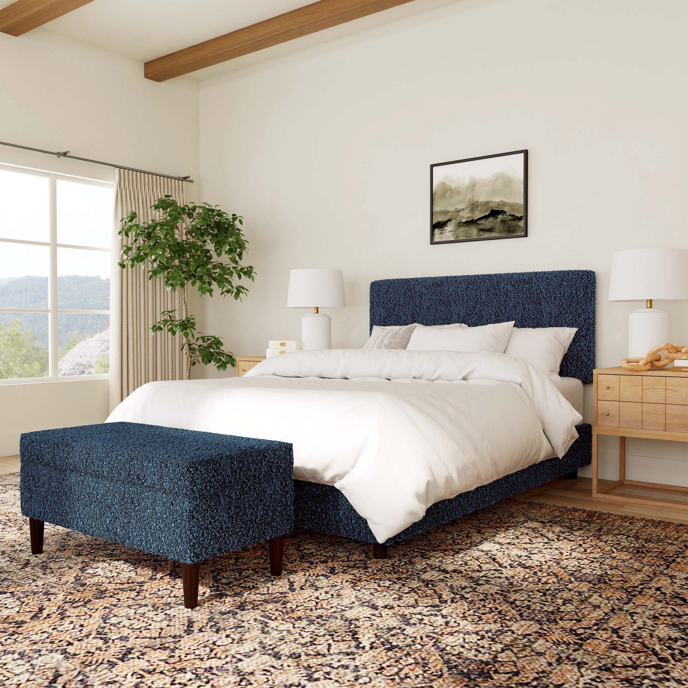 Ashland Boucle Bed with Bench