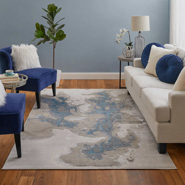 Feizy Jewel Area Rug Collection, Taupe/Blue River