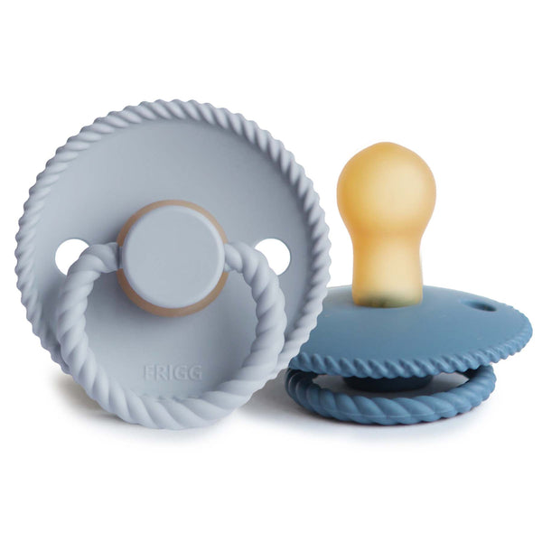 FRIGG Rope Natural Rubber Pacifier 2-Pack (Powder Blue/Ocean View)